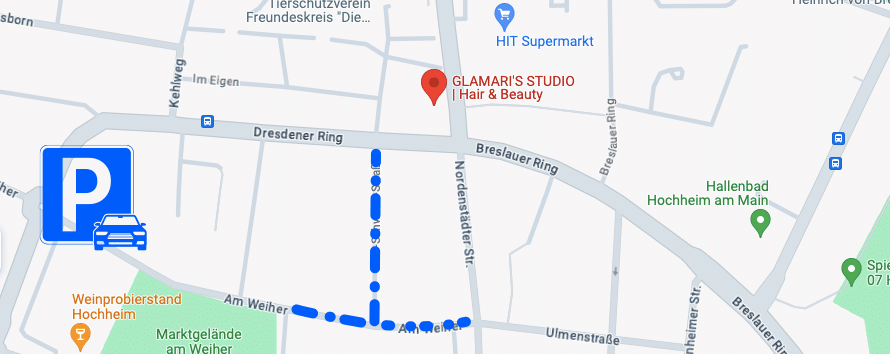 Parkmöglichkeiten beim Glamaris Studio Hochheim am Main